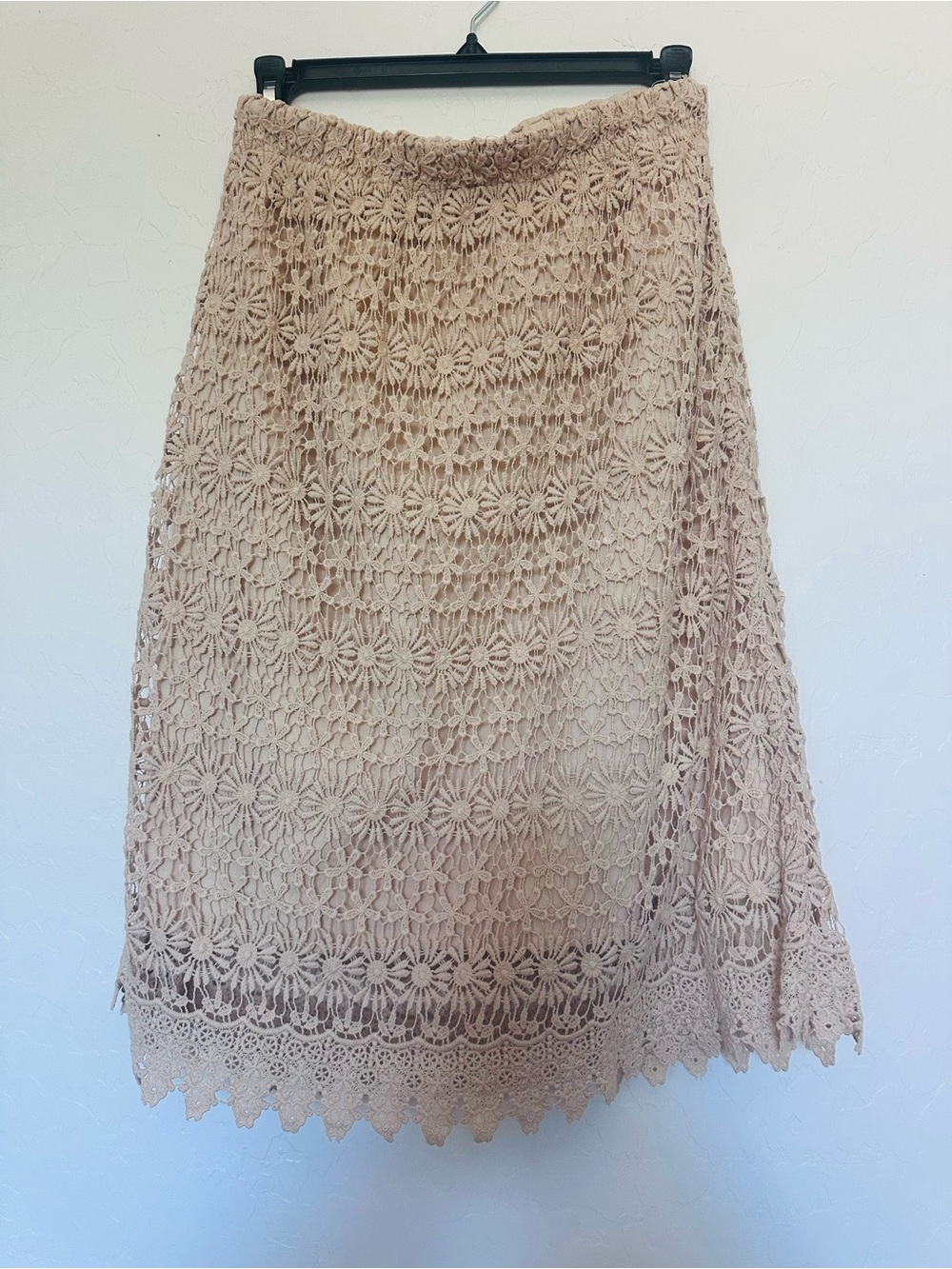 Zara women Crochet Midi Skirt in Beige